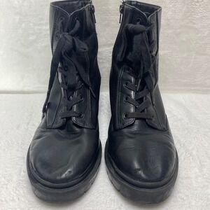 Universal Thread Target Black Platform Womens Combat Boots Chunky Zip Lace Up 11